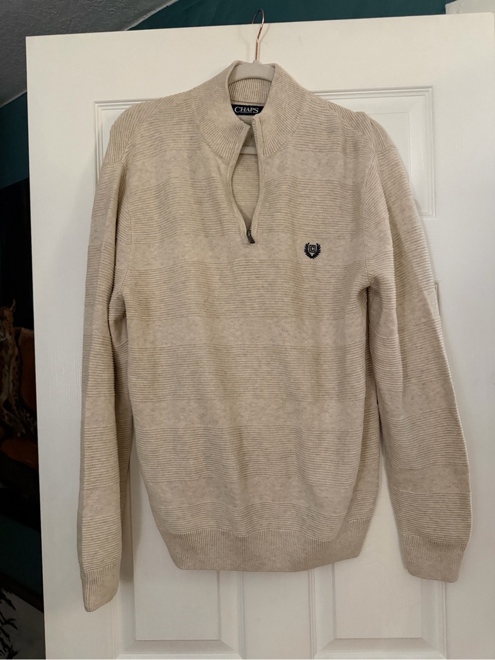 Chaps Men's Cream Half-Zip Knit Sweater